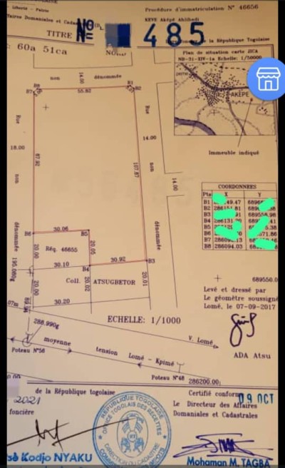 10 lots collés avec titre foncier à 700m du goudron