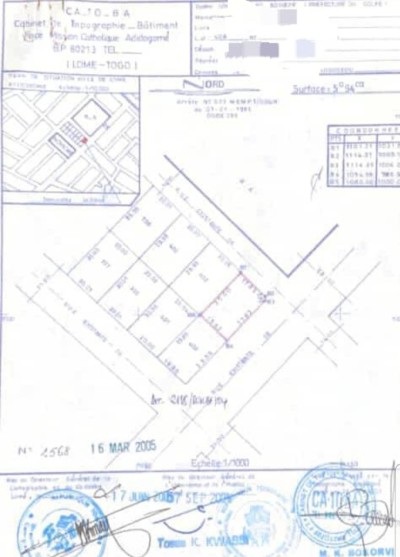 1 lot cloturé avec 3 tampons