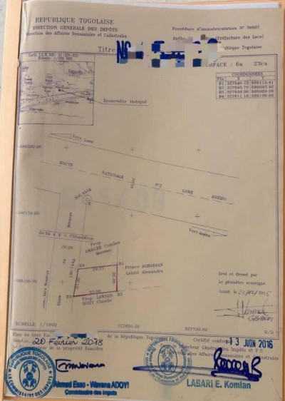 1 lot avec titre foncier à 200m du goudron