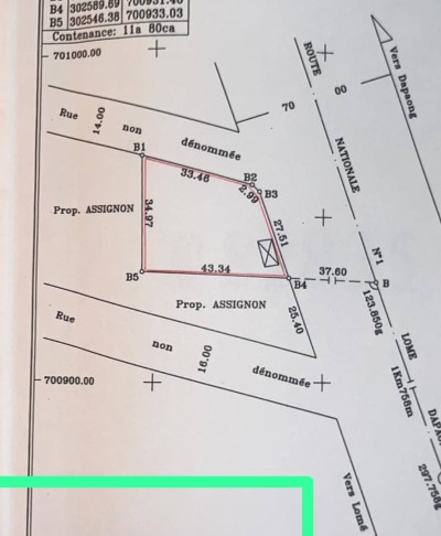 2 lots collés avec titre foncier au bord du goudron