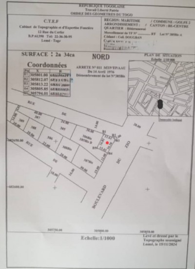 démi lot carré avec plan otr au bord du boulevard du zio
