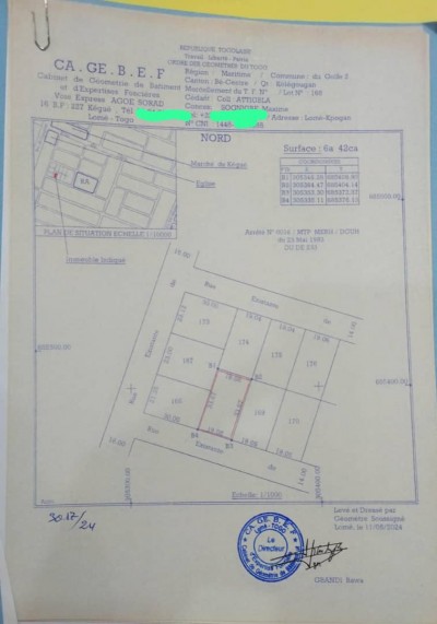 1 lot cloturé avec plan otr non loin du stade