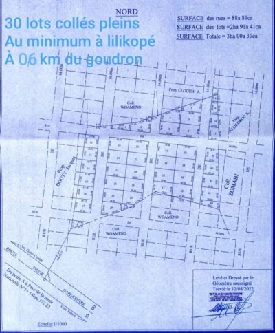 30 lots collés avec titre foncier à 6km du goudron