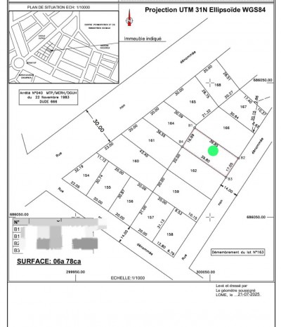 1 lot avec titre foncier à 70m du goudron