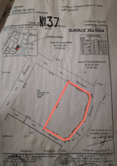 6 lots collés avec titre foncier à 150m du goudron