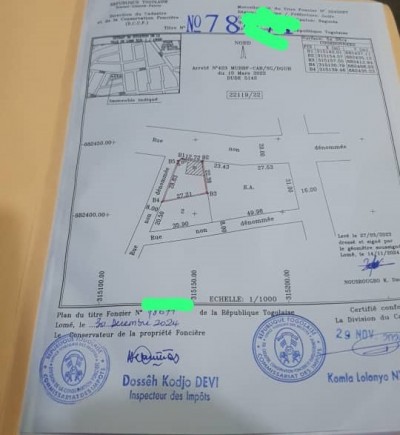 1 lot avec titre foncier à 500m du goudron