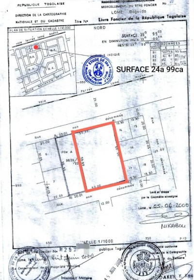 4 lots collés avec titre foncier proche cité boad