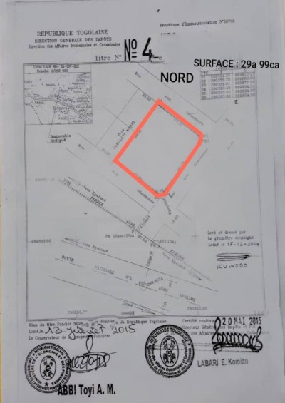 5 lots collés avec titre foncier à 300m du goudron