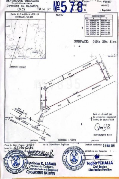 20 lots collés avec titre foncier à 6km du goudron