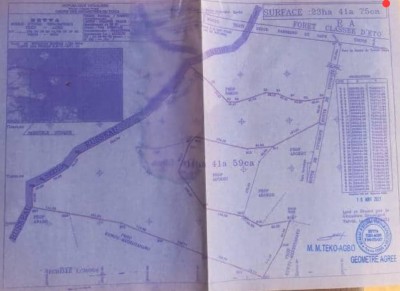 23 hectares agricole avec plan lévé + mandat à 10km goudron