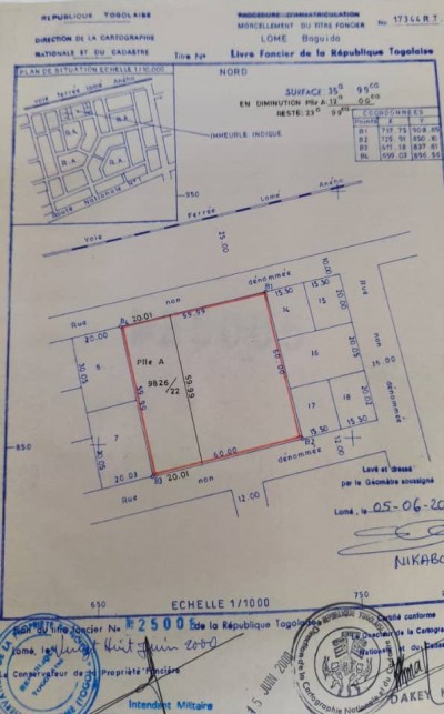 4 lots collés avec titre foncier en face de la cité boad
