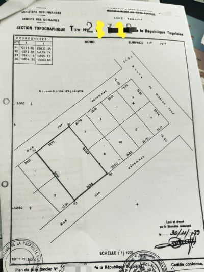 4 lots collés cloturés avec titre foncier à 80m du goudron