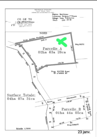2.5 hect avec titre foncier global au bord du goudron rn1