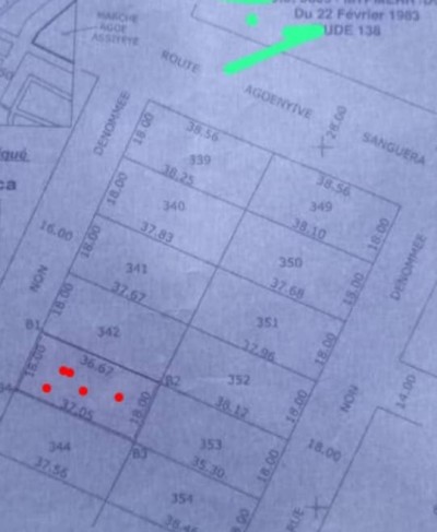 1 lot avec titre foncier à 60m de l'ancien oando