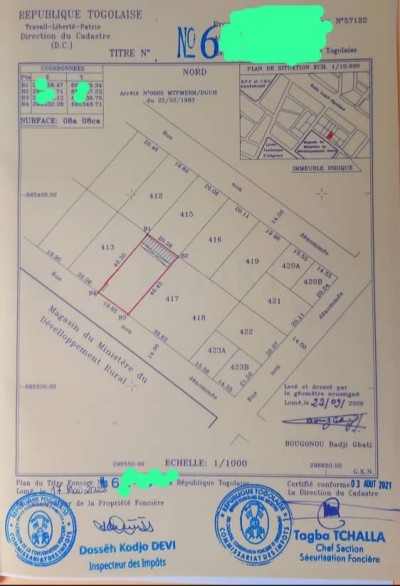 1 lot et démi cloturé avec titre foncier derrière cité mokpokpo