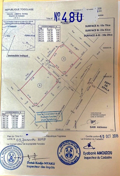 6.5 lots collés avec titre foncier à 700m de la grande voie