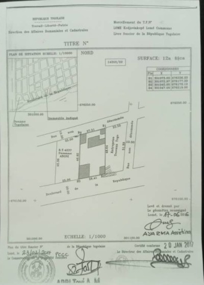 2 lots avec titre foncier au bord du boulevard du mono