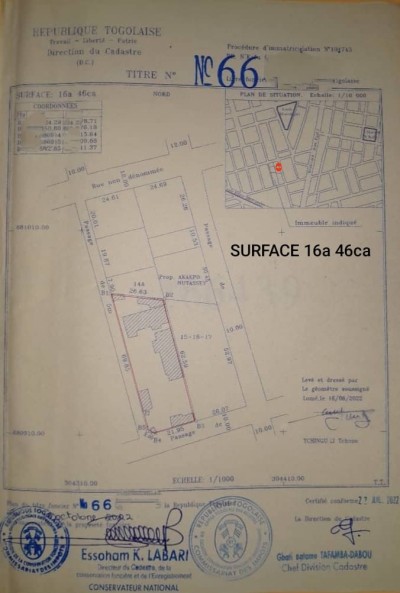 2 lots 3/4 collés cloturés avec titre foncier à 150m du goudron