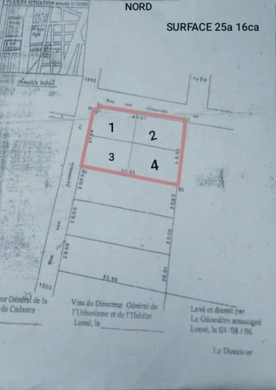 4 lots 1/4 collés avec titre foncier à 60m du goudron