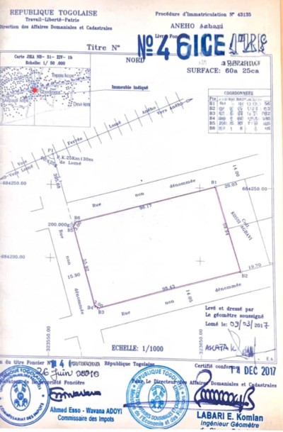 10 lots collés avec titre foncier  à 1.5km du goudron