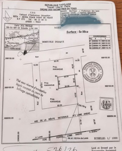 1 lot avec tampon otr à 25m du goudron nationale 2