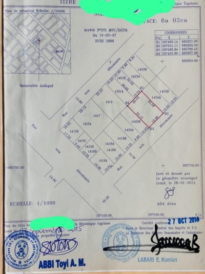 1 lot avec titre foncier à 200m du goudron