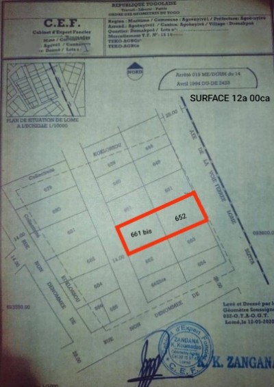 2 lots cloturés avec titre foncier global à 400m du goudron