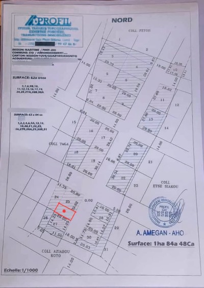 1/4 de lot avec plan global+ mandat