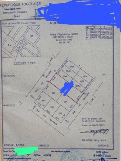 1 lot cloturé avec titre foncier à 700m du goudron