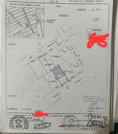 1 lot avec titre foncier au bord du boulevard circulaire