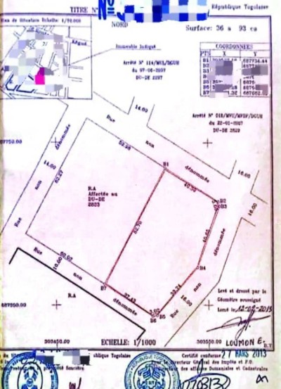 6 lots collés avec titre foncier à 150m du goudron