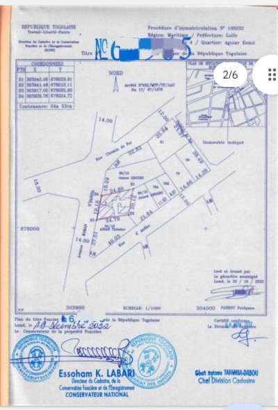 3/4 de lot avec titre foncier au grand marché assigamé