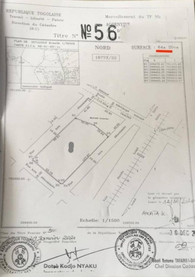 10 lots collés avec titre foncier à 4.5km du goudron