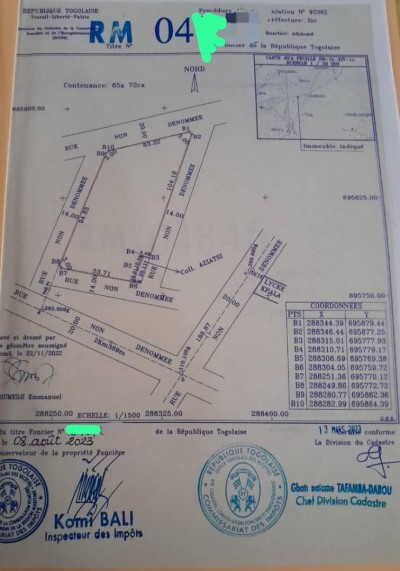 6 lots collés avec titre foncier au bord de la grande voie