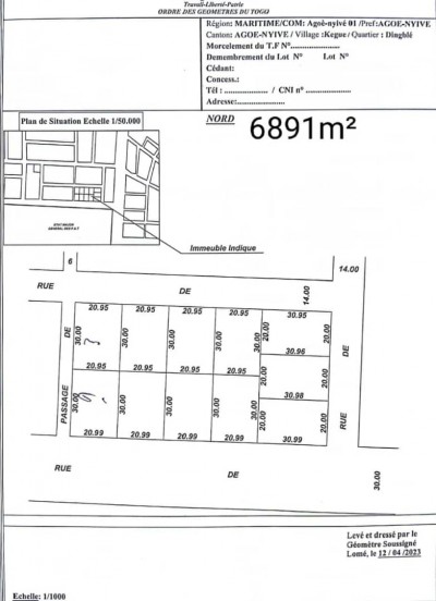 11 lots collés avec titre foncier à 100m du goudron