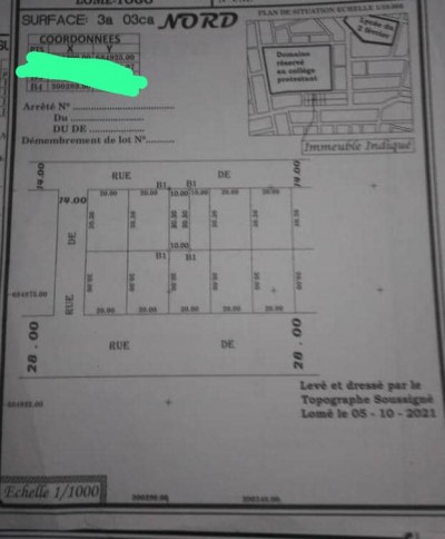 démi lot cloturé avec tampon otr face collège protestant