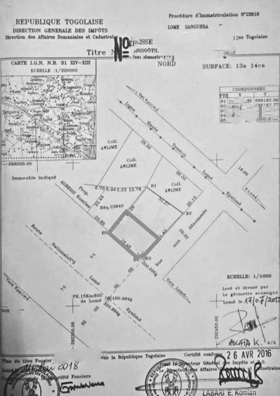 1 lot avec titre foncier au bord du goudron
