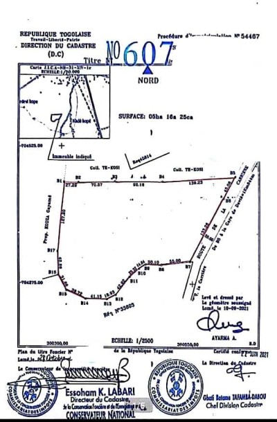 60 lots collés avec titre foncier à 1.2km du goudron