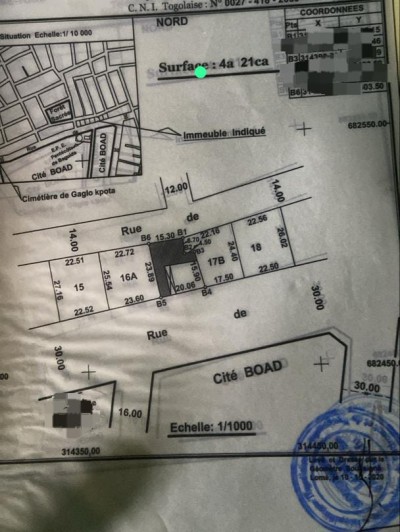 3/4 de lot avec 1 tampon otr en face cite boad coté non plage