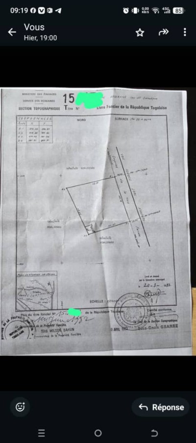 2 lots collés avec titre foncier global à 300m du goudron