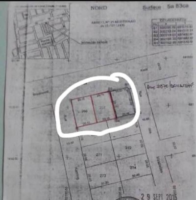 3 lots collés avec titre foncier au bord des pavés