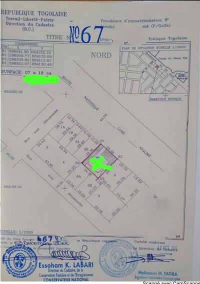 1 lot 1/4 cloturé avec titre foncier au bord du goudron rn5
